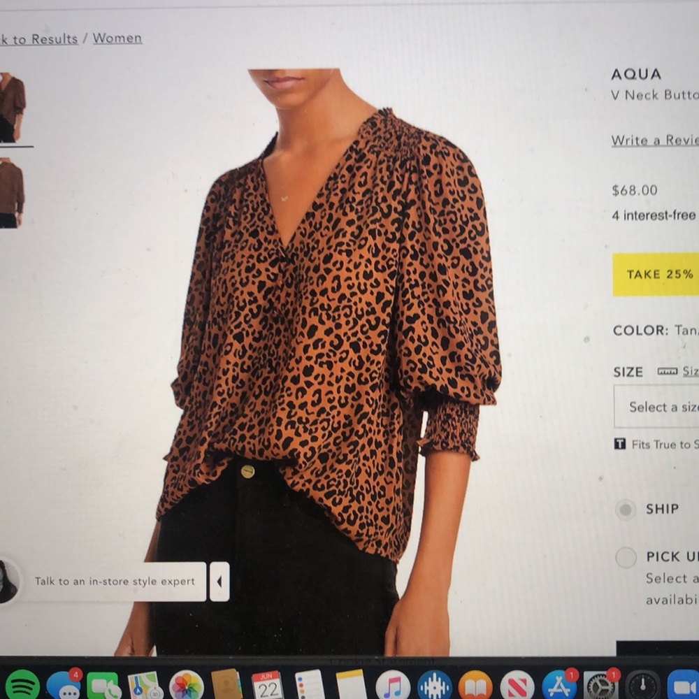 AQUA V neck Button Front Blouse